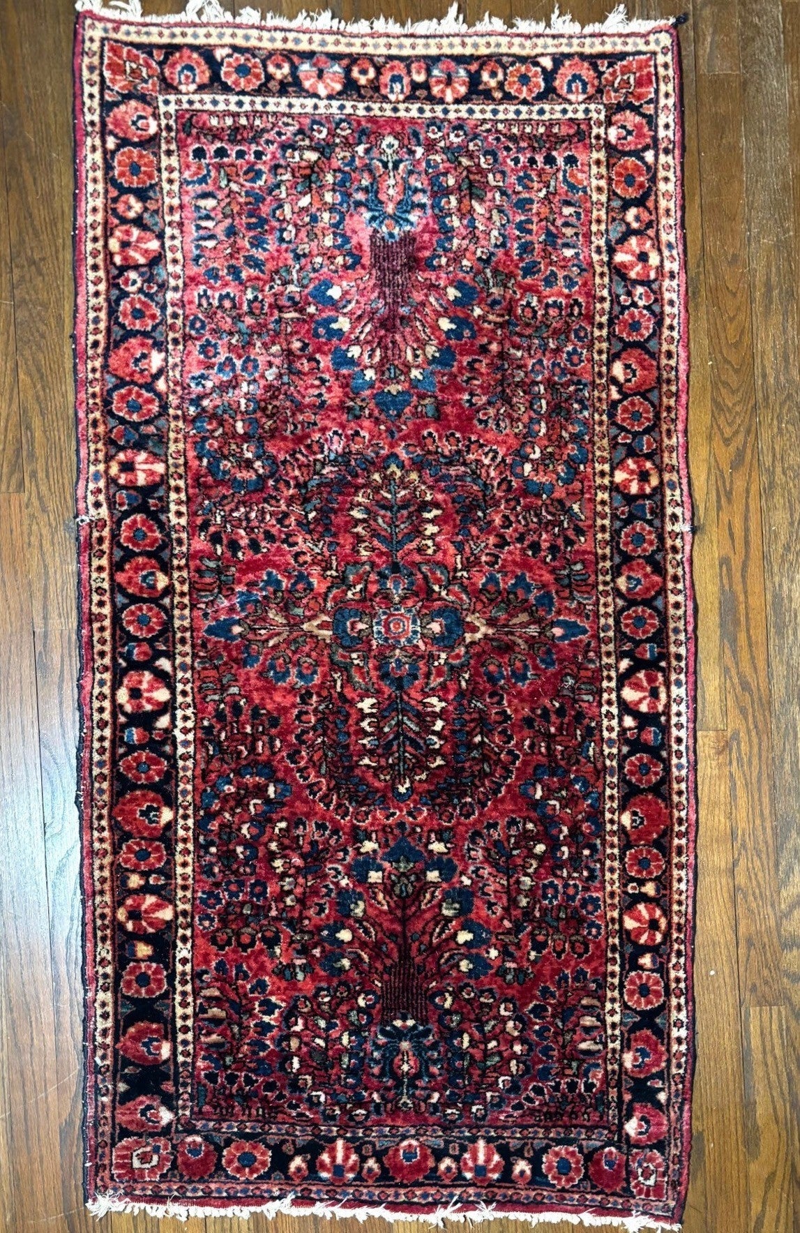 Antique Persian Sarouk hand-knotted scatter rug