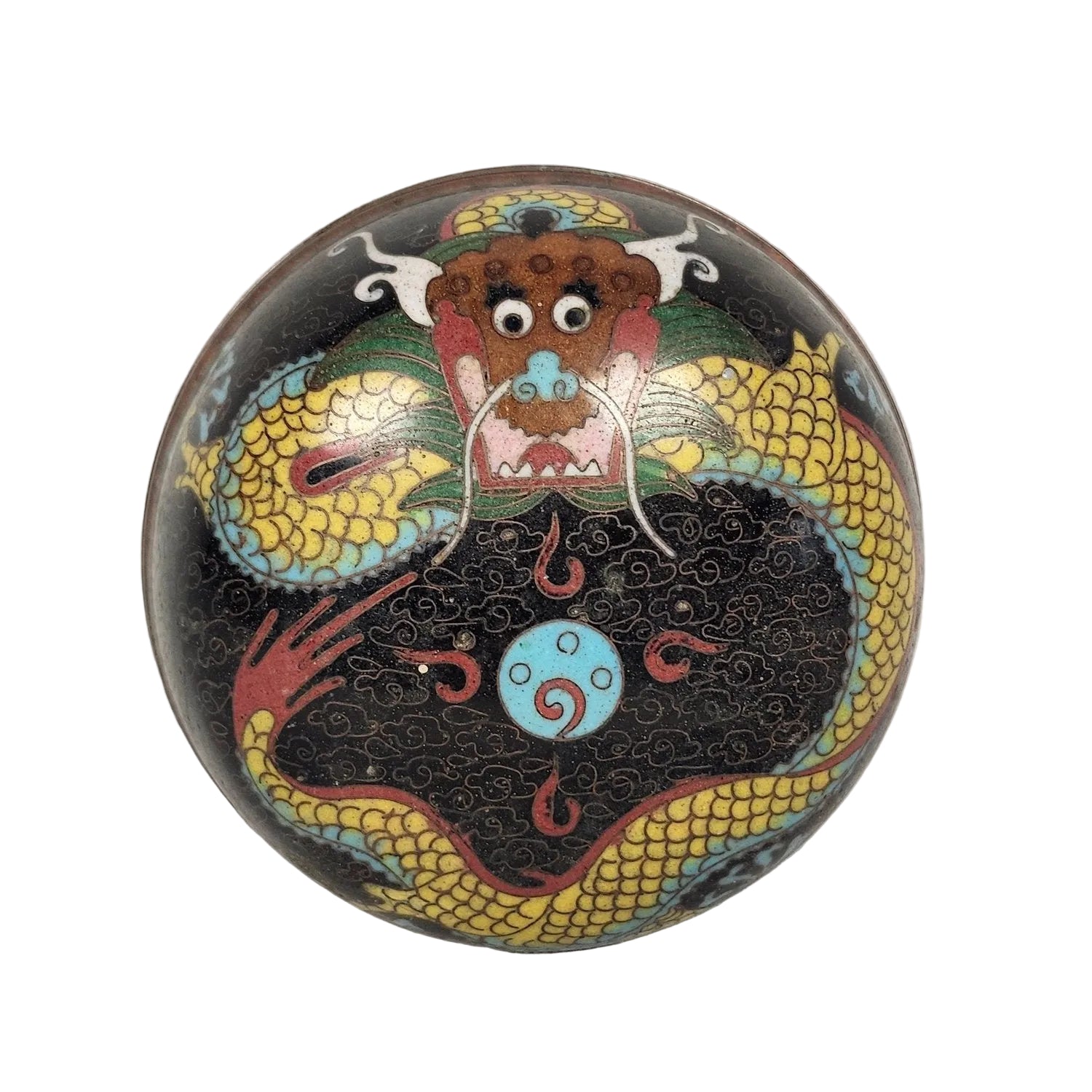 Antique Chinese cloisonne dragon trinket box