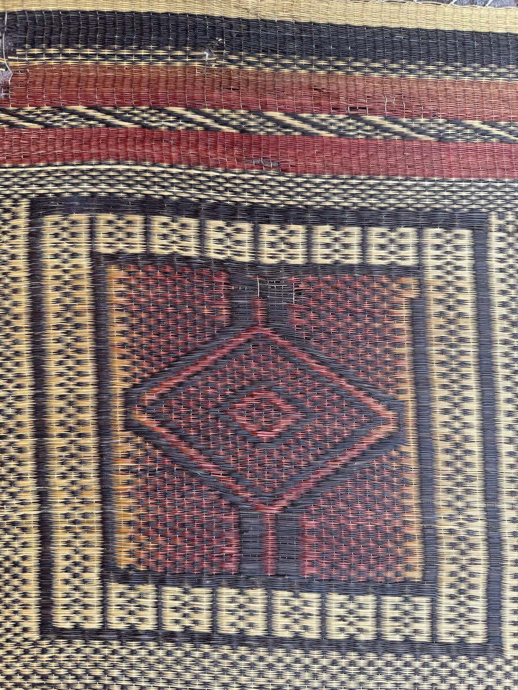 Vintage Dayak Borneo Handwoven Rattan Tribal Mat, Indonesia, 20th Century – 75”