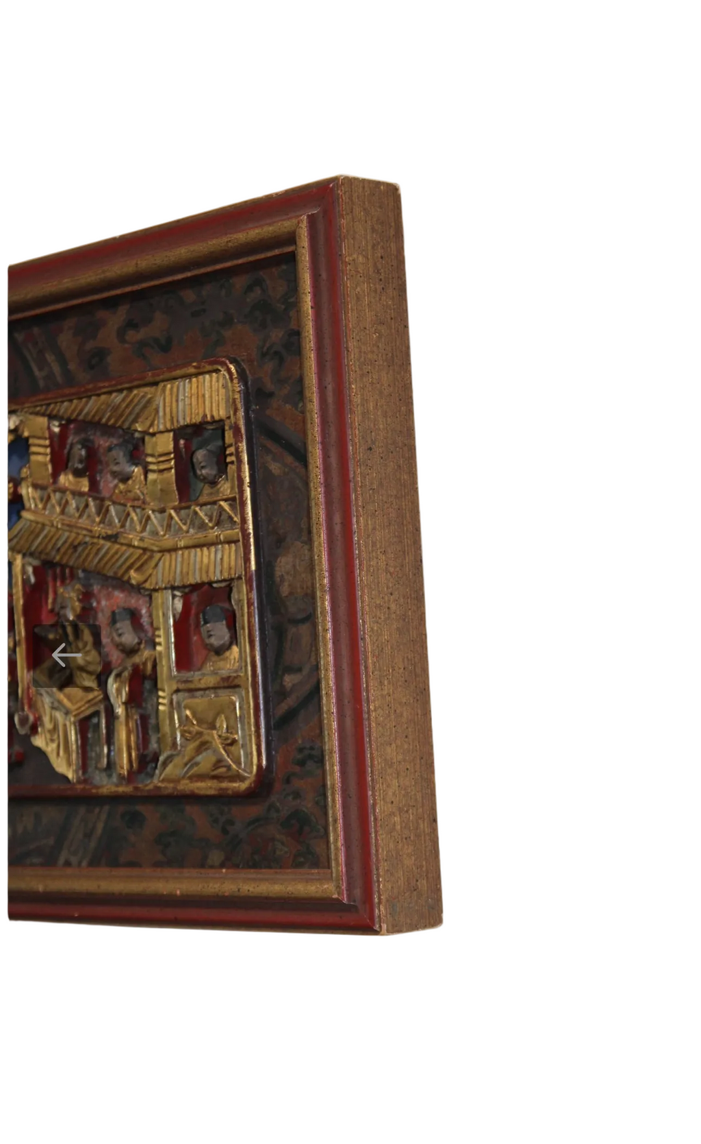 Antique Chinese Gilt Polychrome Wood Carving Wall Plaque – Late Qing / Early Republic