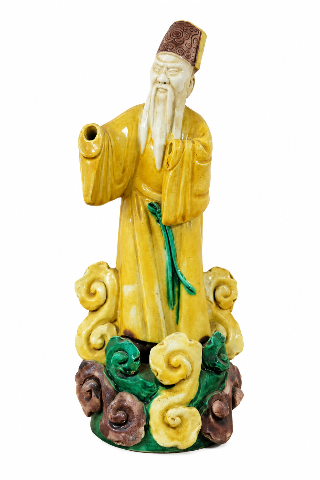 Pair of Vintage Chinese Sancai Glazed Ceramic Immortal Figures – China