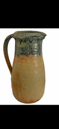 Large Signed Studio Pottery Pitcher with Blue-Green Drip Glaze, 20th Century