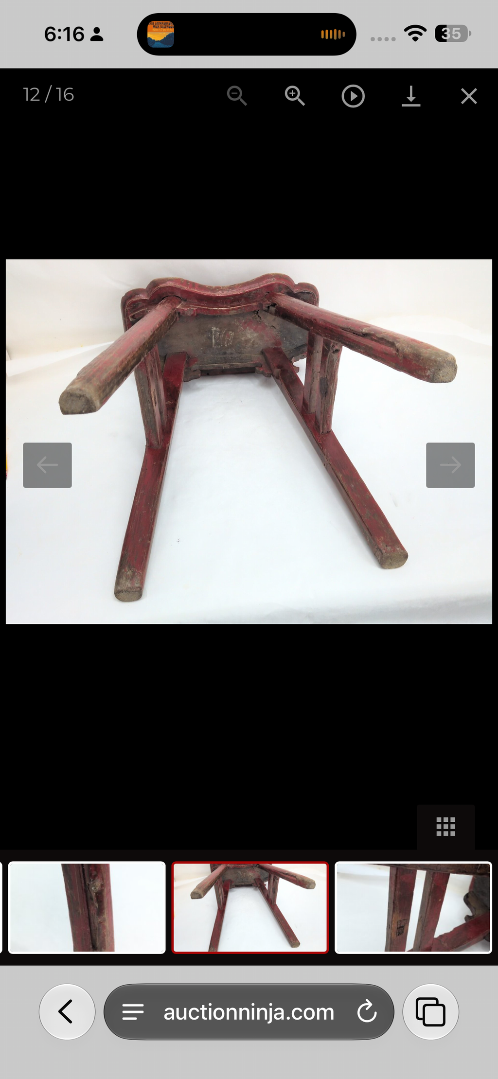 Antique Chinese Red Painted Provincial Stool