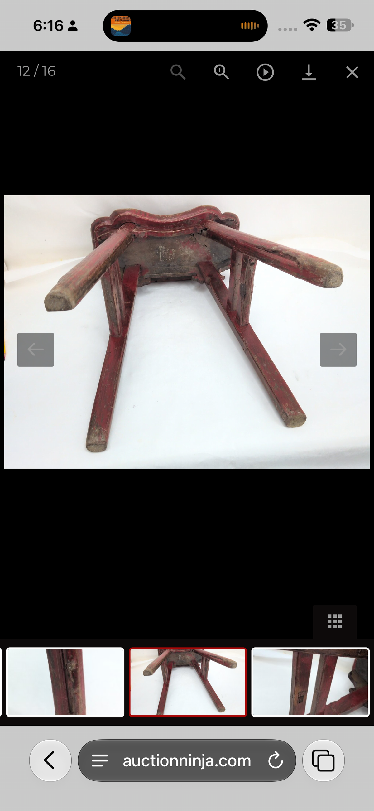 Antique Chinese Red Painted Provincial Stool