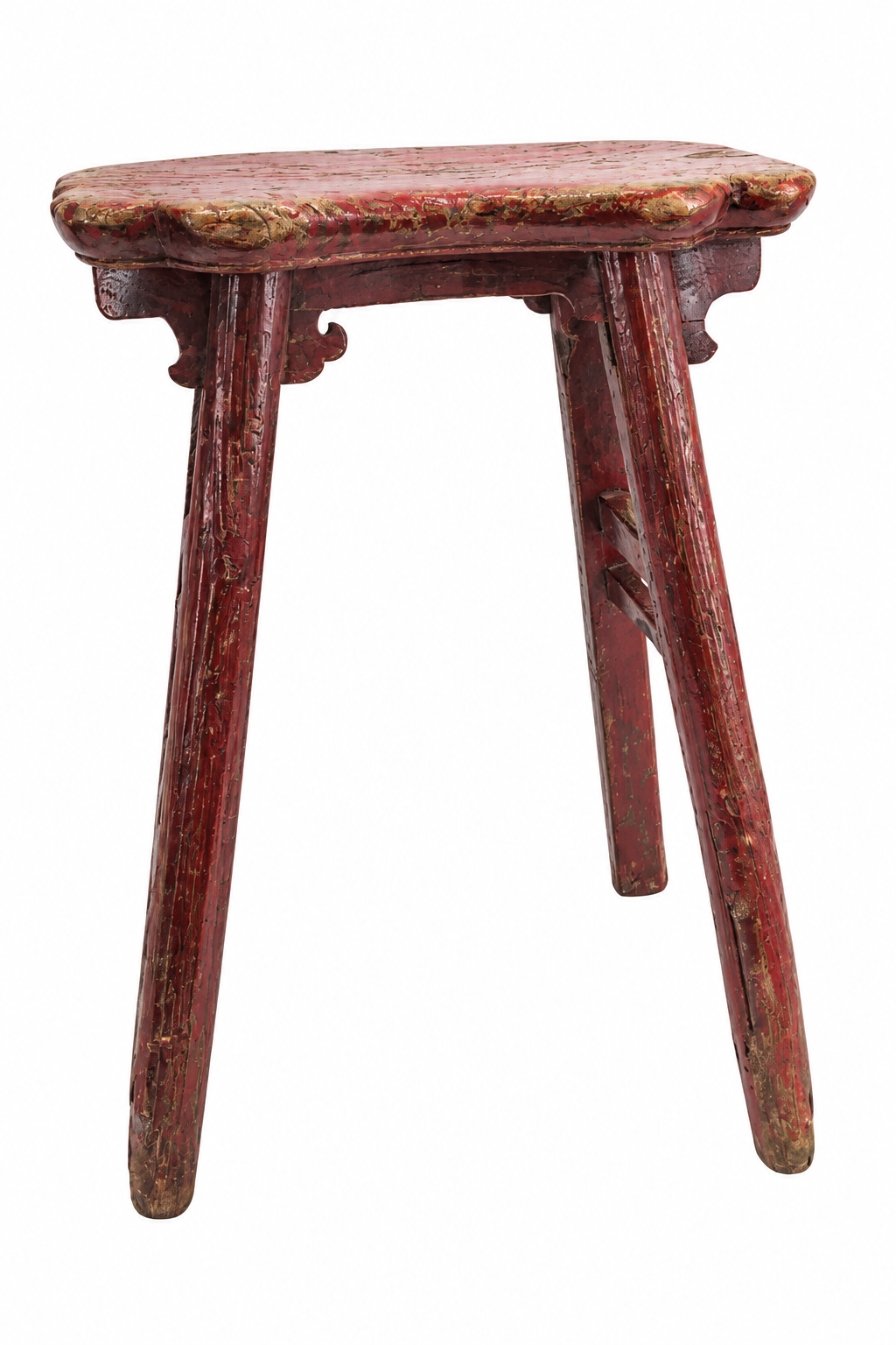 Antique Chinese Red Painted Provincial Stool