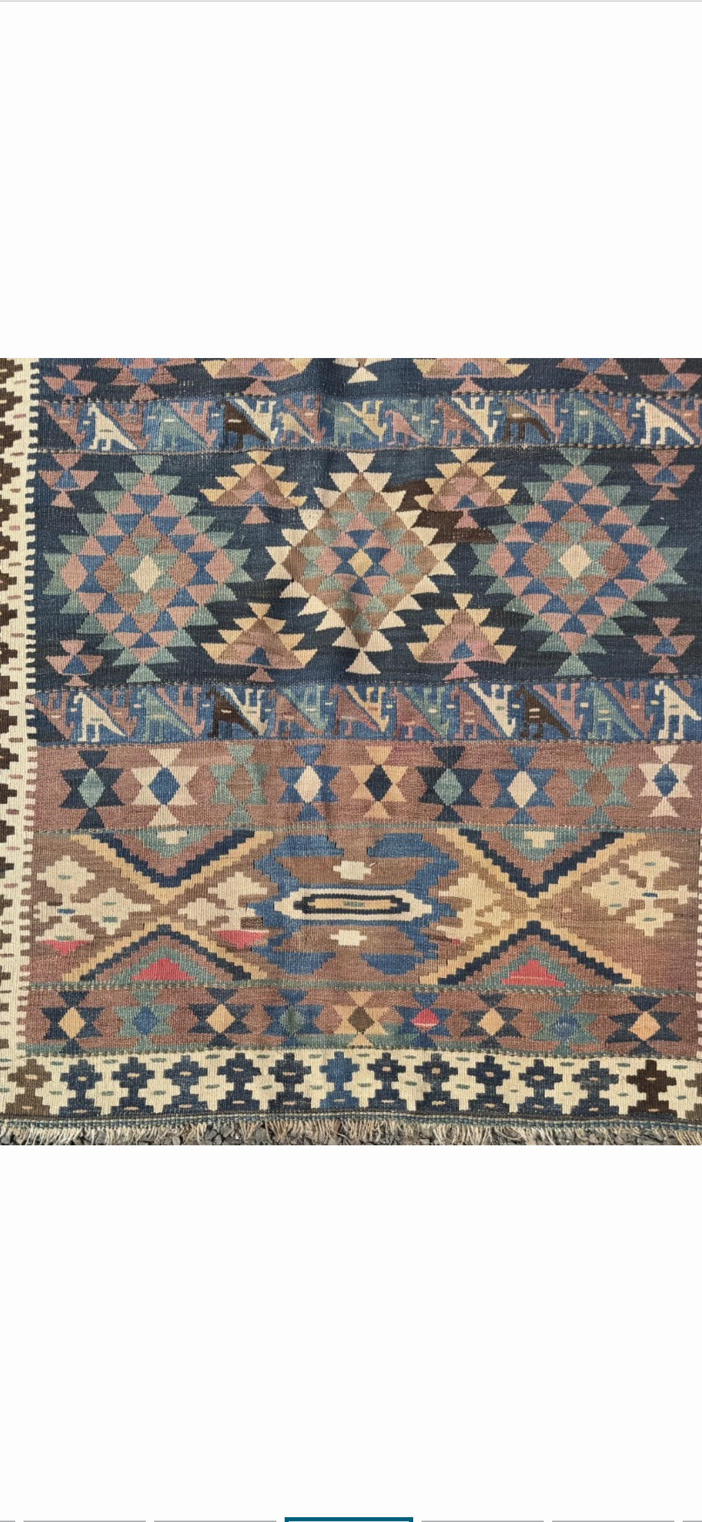 Vintage Handwoven Caucasian-Persian Tribal Kilim Runner, 10’8” × 4’1”