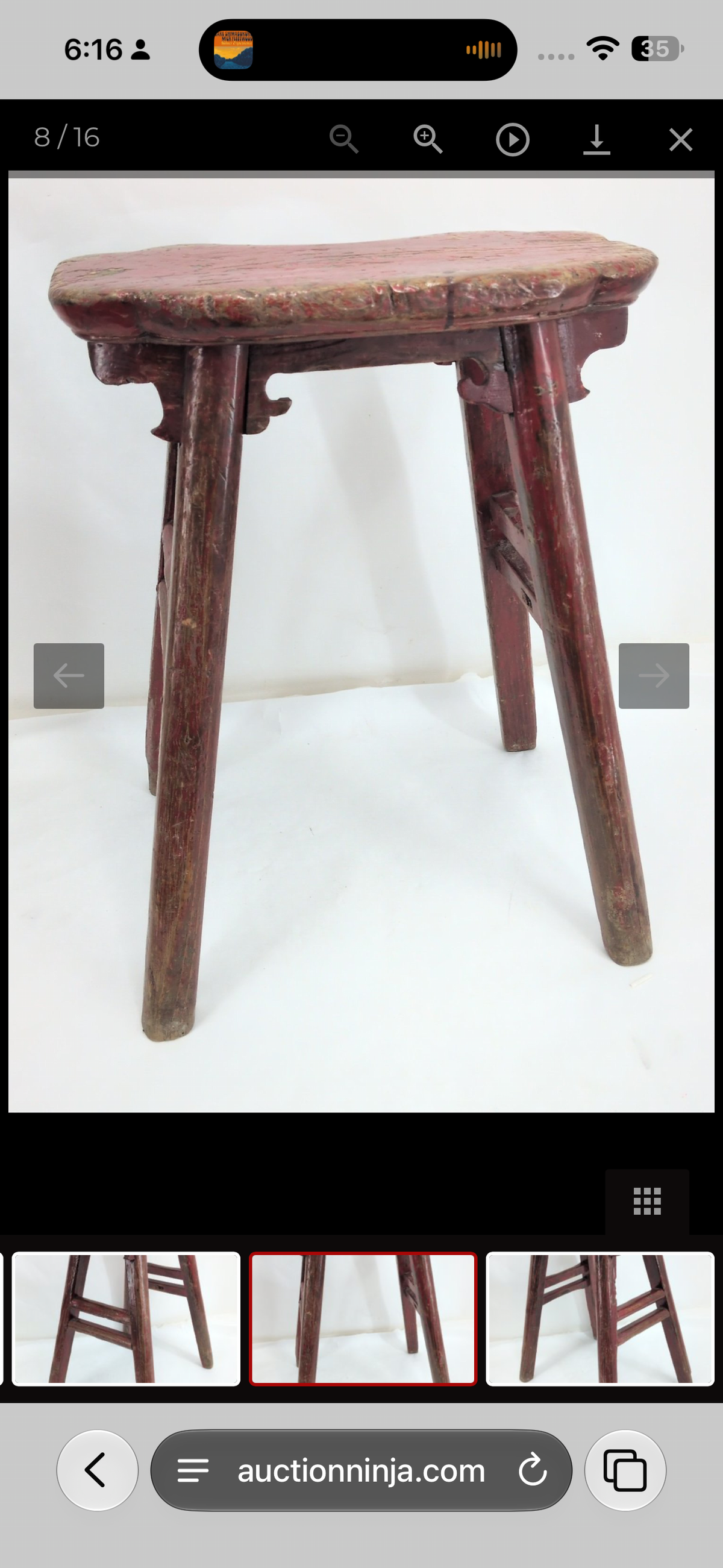 Antique Chinese Red Painted Provincial Stool