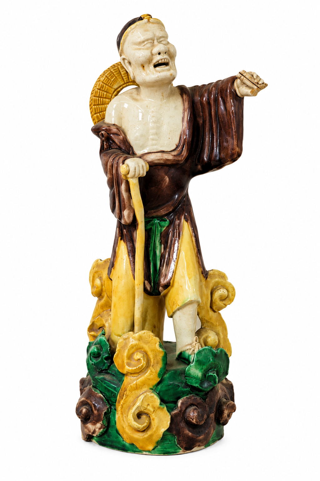 Pair of Vintage Chinese Sancai Glazed Ceramic Immortal Figures – China