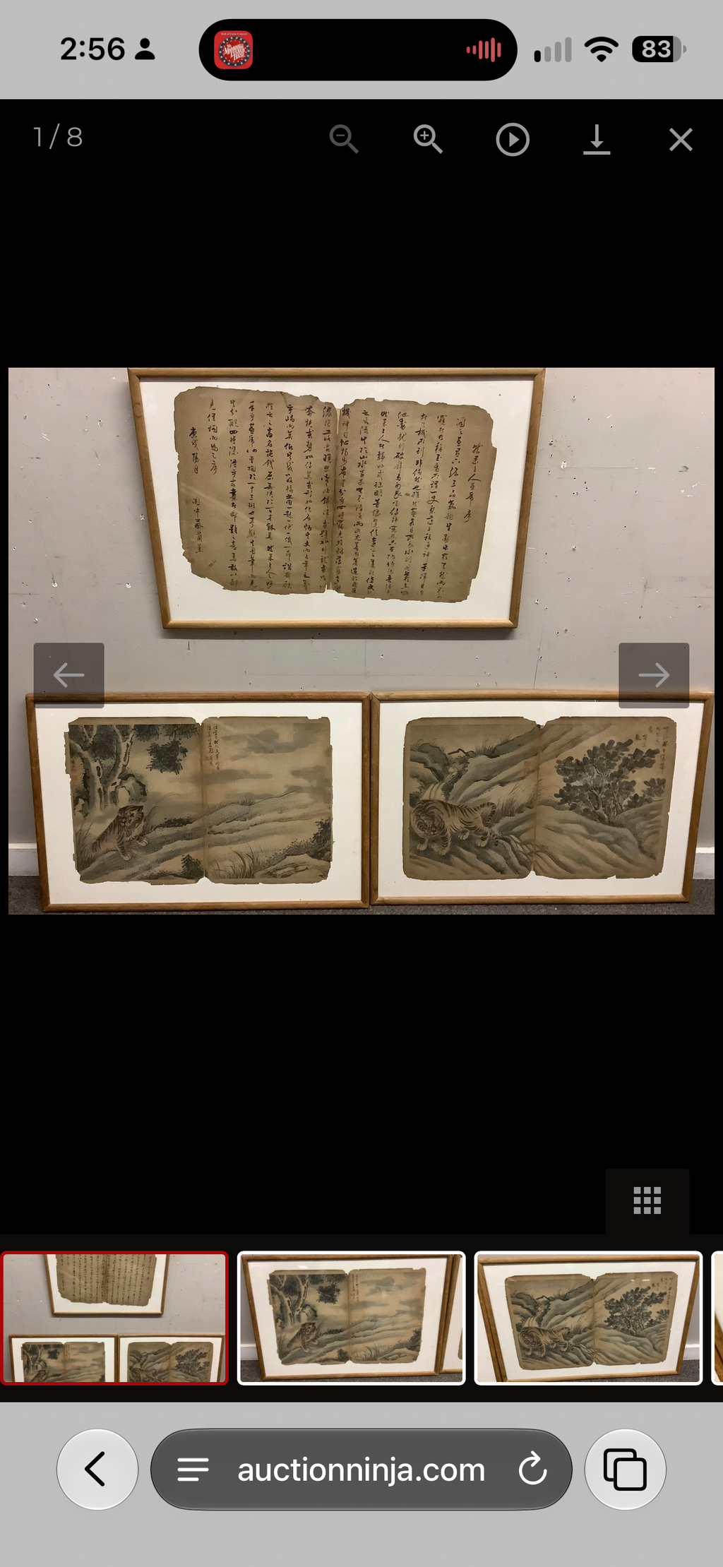 Antique Chinese Tiger Paintings & Calligraphy Album Leaves – Set of Three