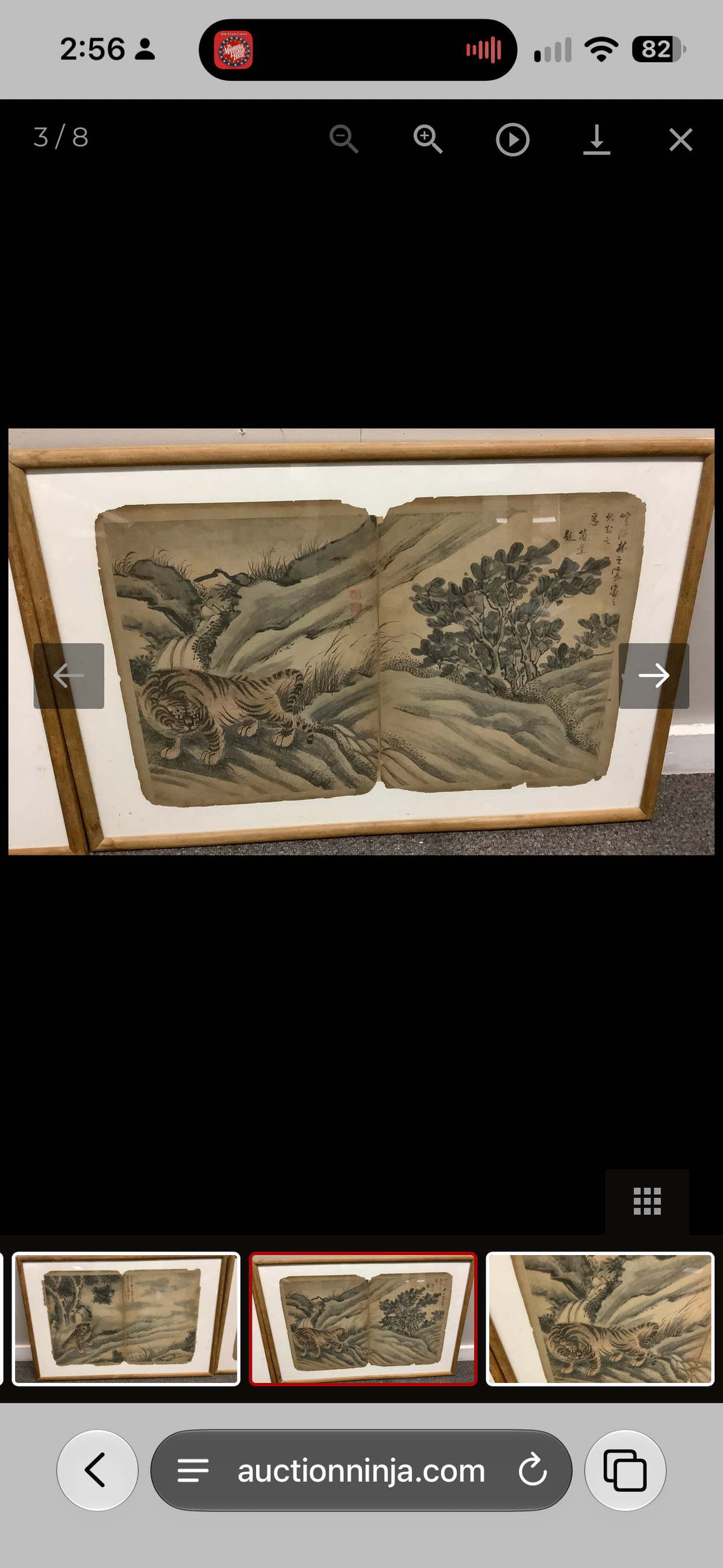 Antique Chinese Tiger Paintings & Calligraphy Album Leaves – Set of Three