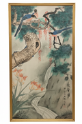 Vintage Mid-Century Framed Chinese Ink & Wash Painting – Sound of the Waterfall (濤聲圖)