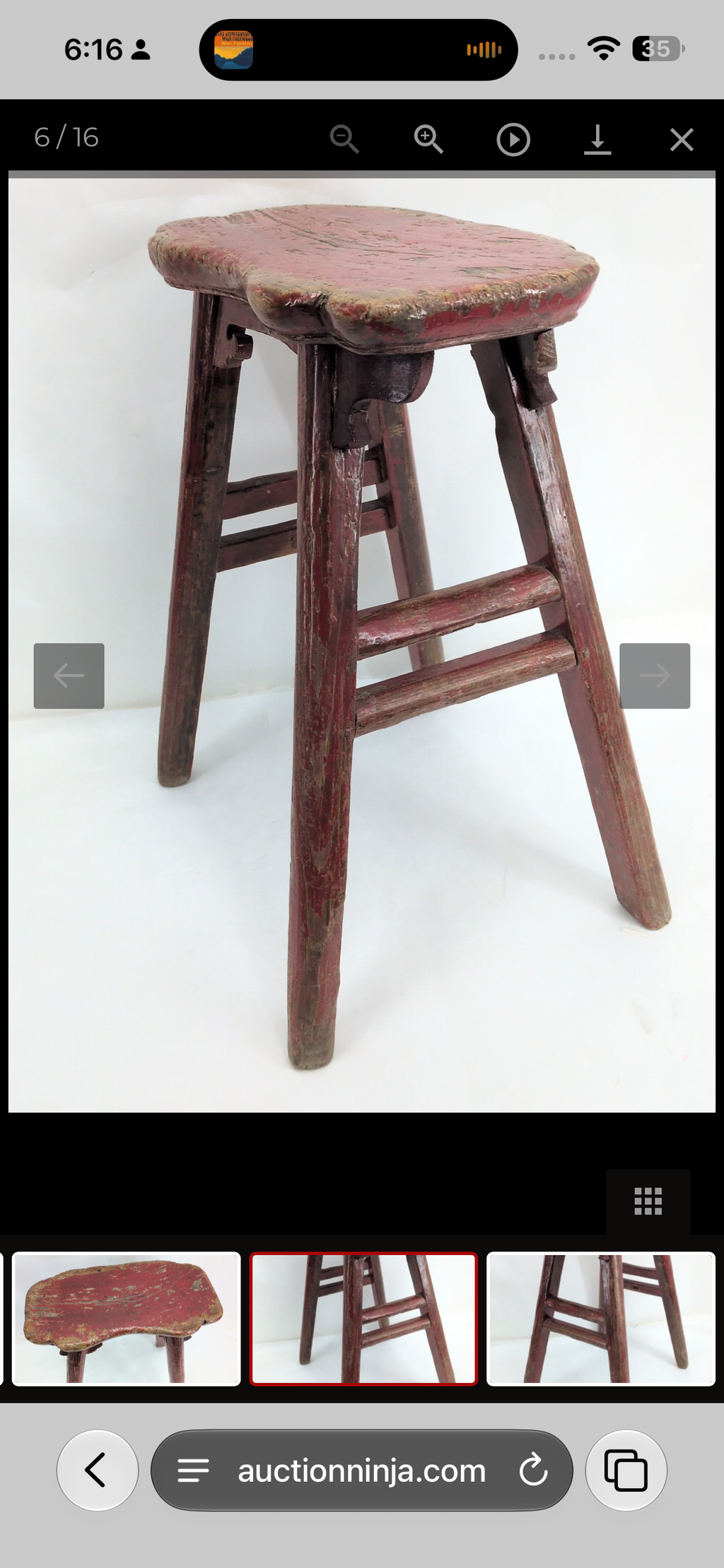 Antique Chinese Red Painted Provincial Stool