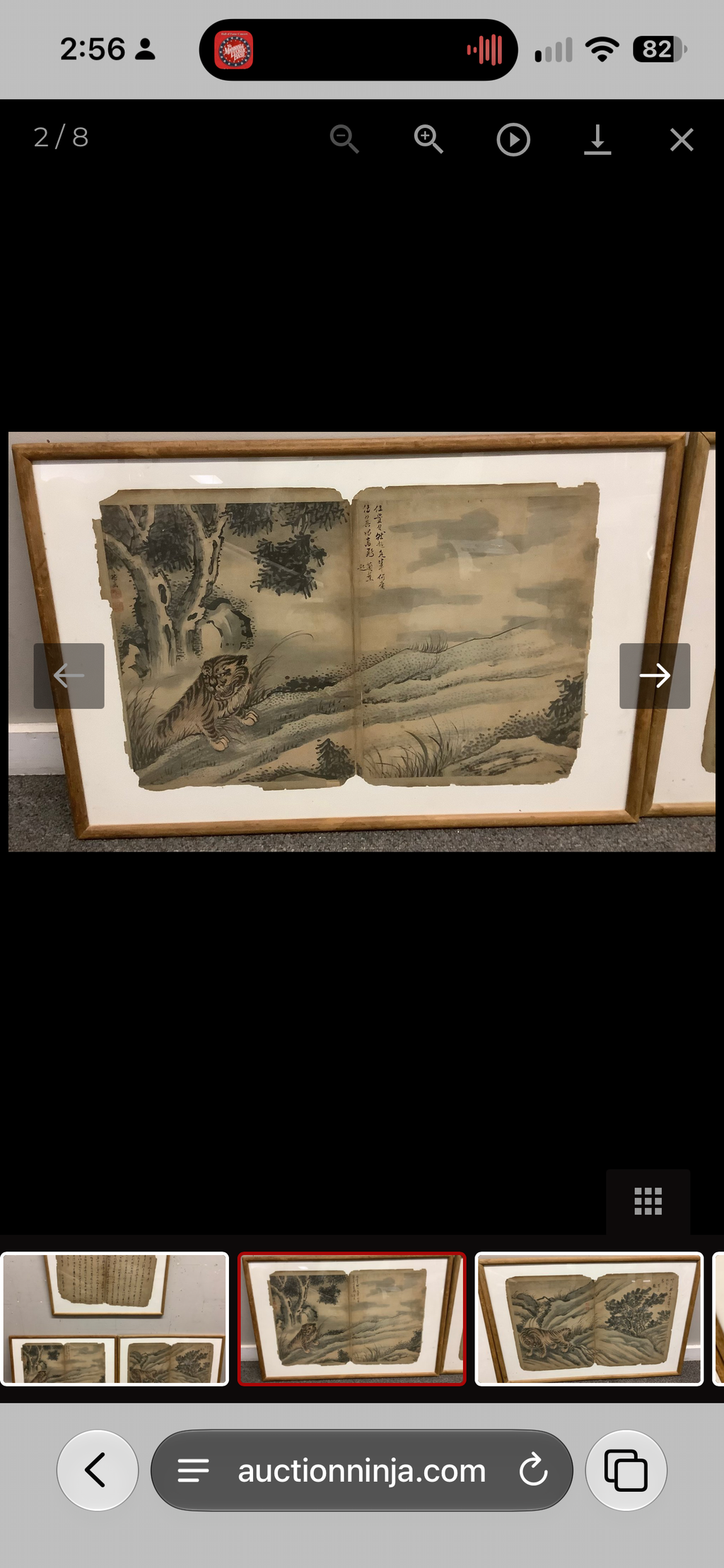 Antique Chinese Tiger Paintings & Calligraphy Album Leaves – Set of Three