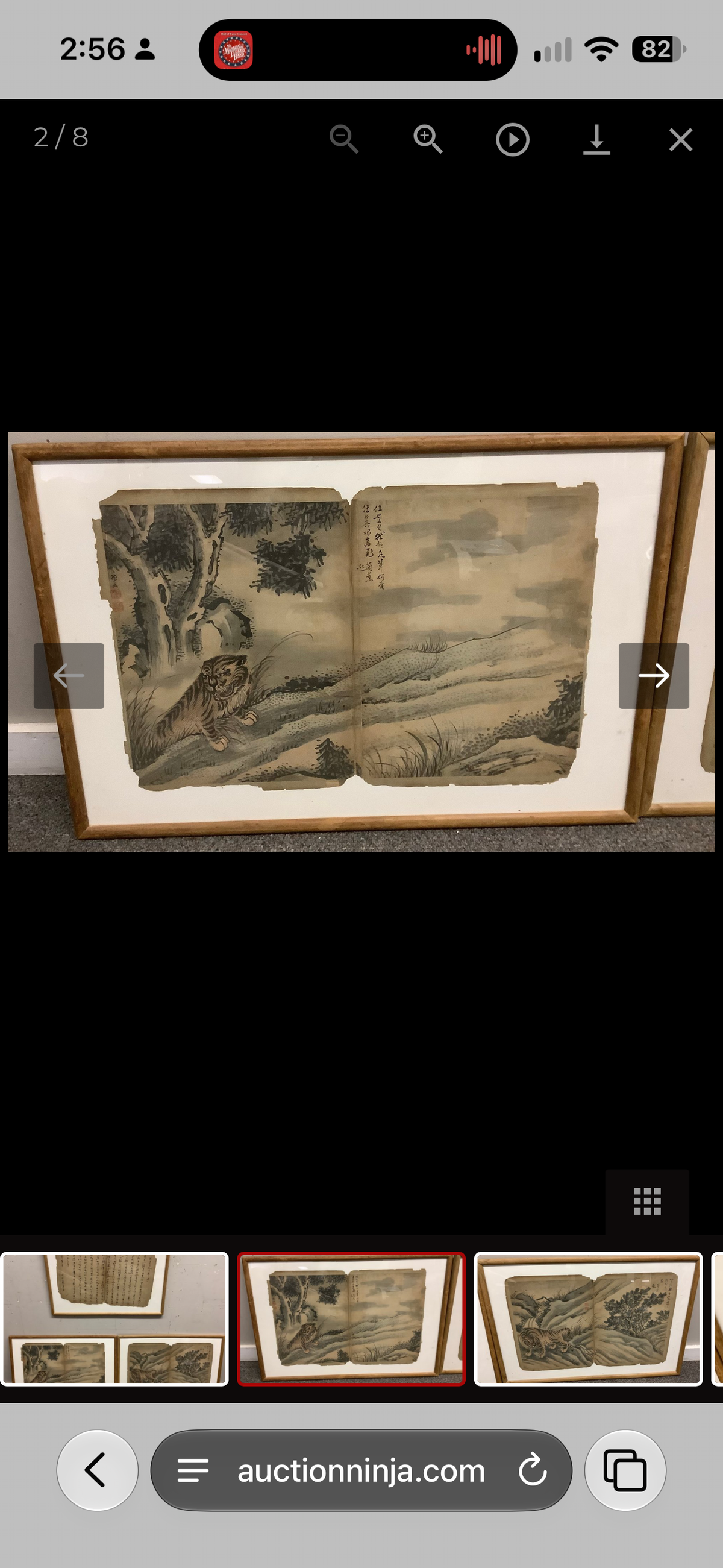 Antique Chinese Tiger Paintings & Calligraphy Album Leaves – Set of Three