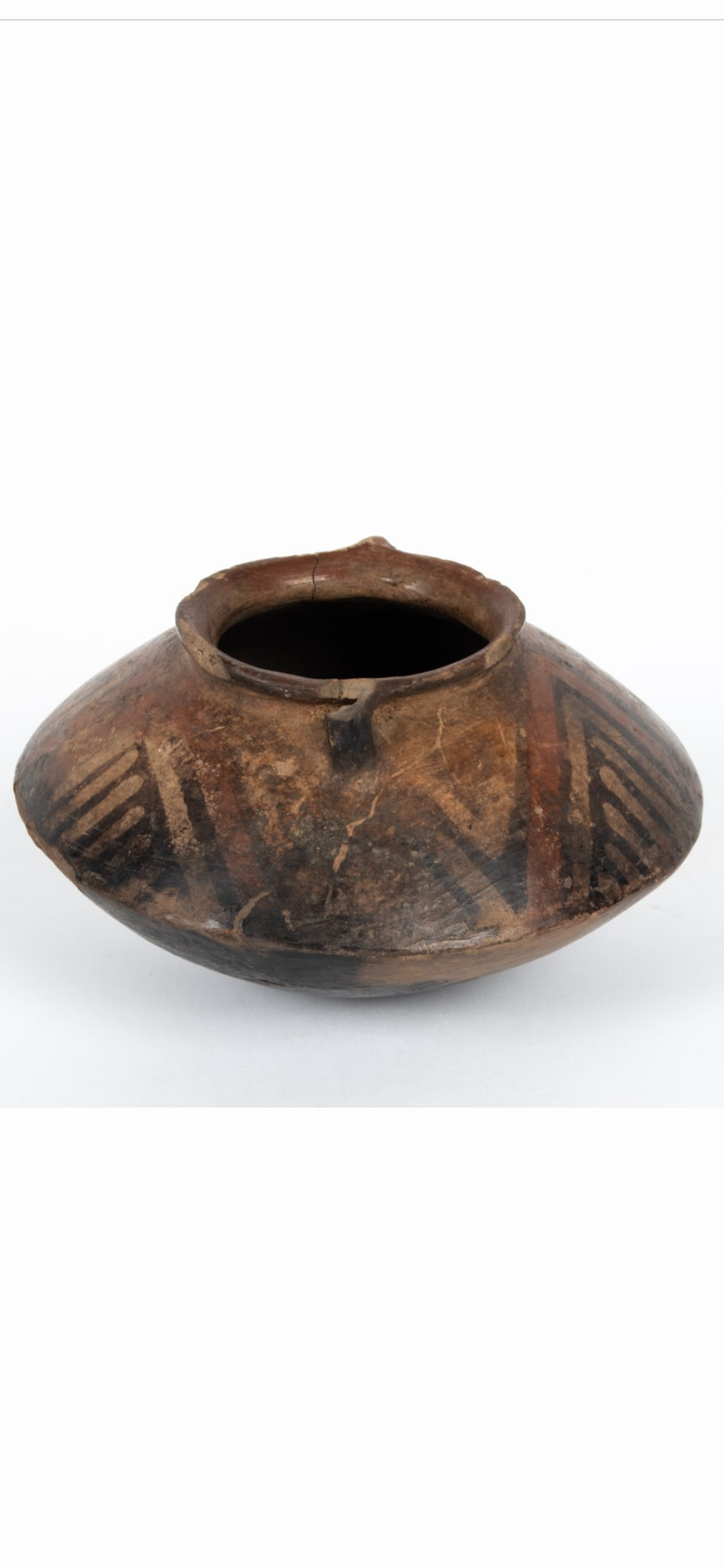 Pre-Columbian Style Polychrome Pottery Vessel with Geometric Decoration