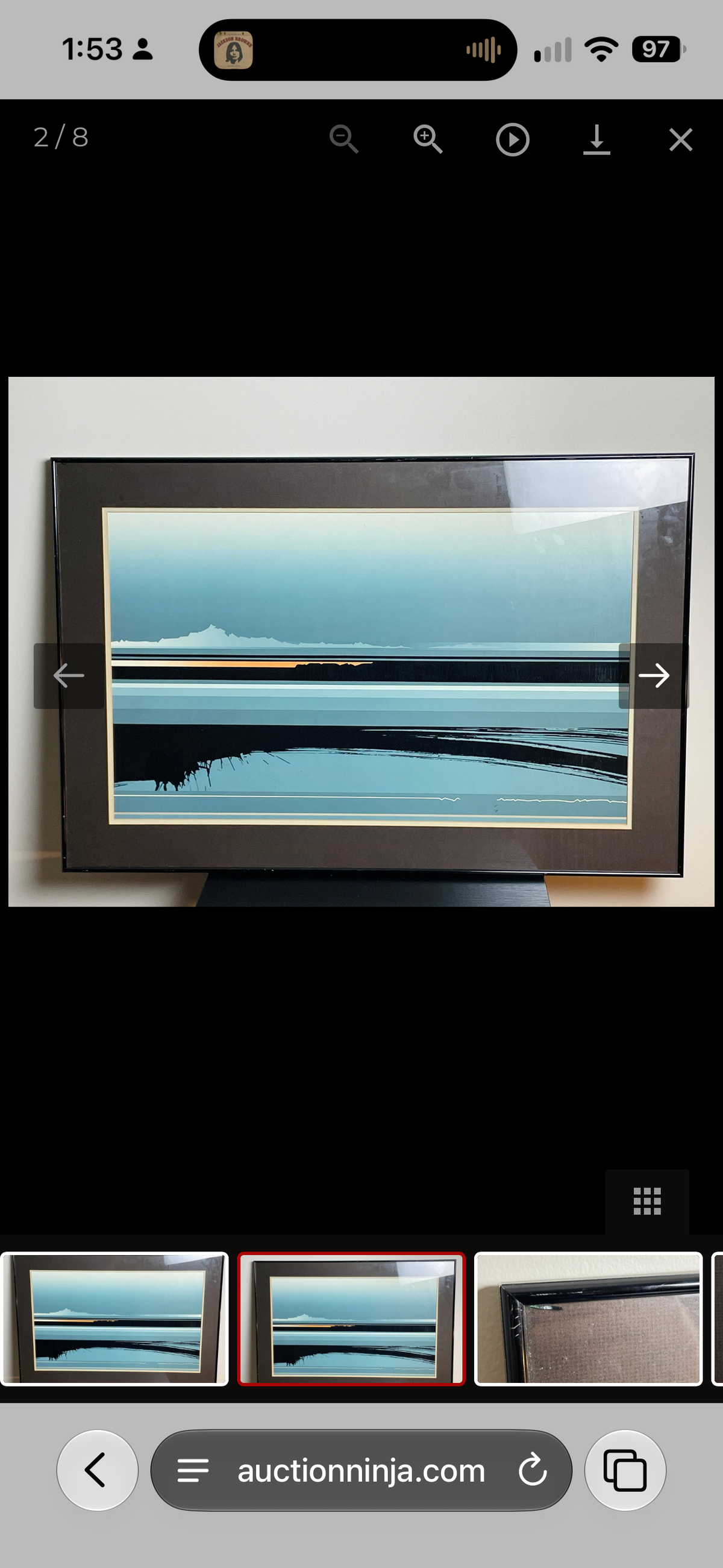 Tetsuro Sawada “Oblique Black” Japanese Serigraph, c. 1970, Framed