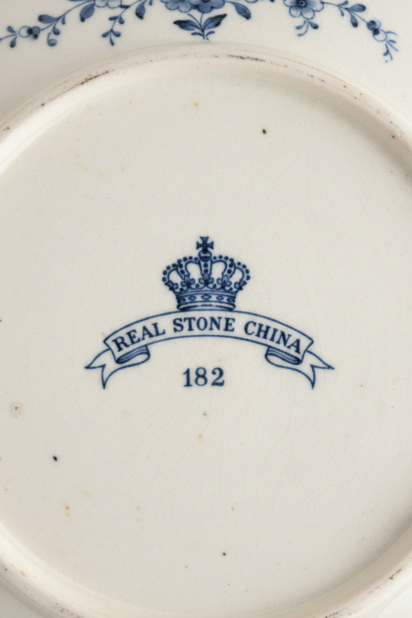 Antique English "Real Stone China" Imari-Style Octagonal Platter — Pattern No. 182, c. 1820s–1840s