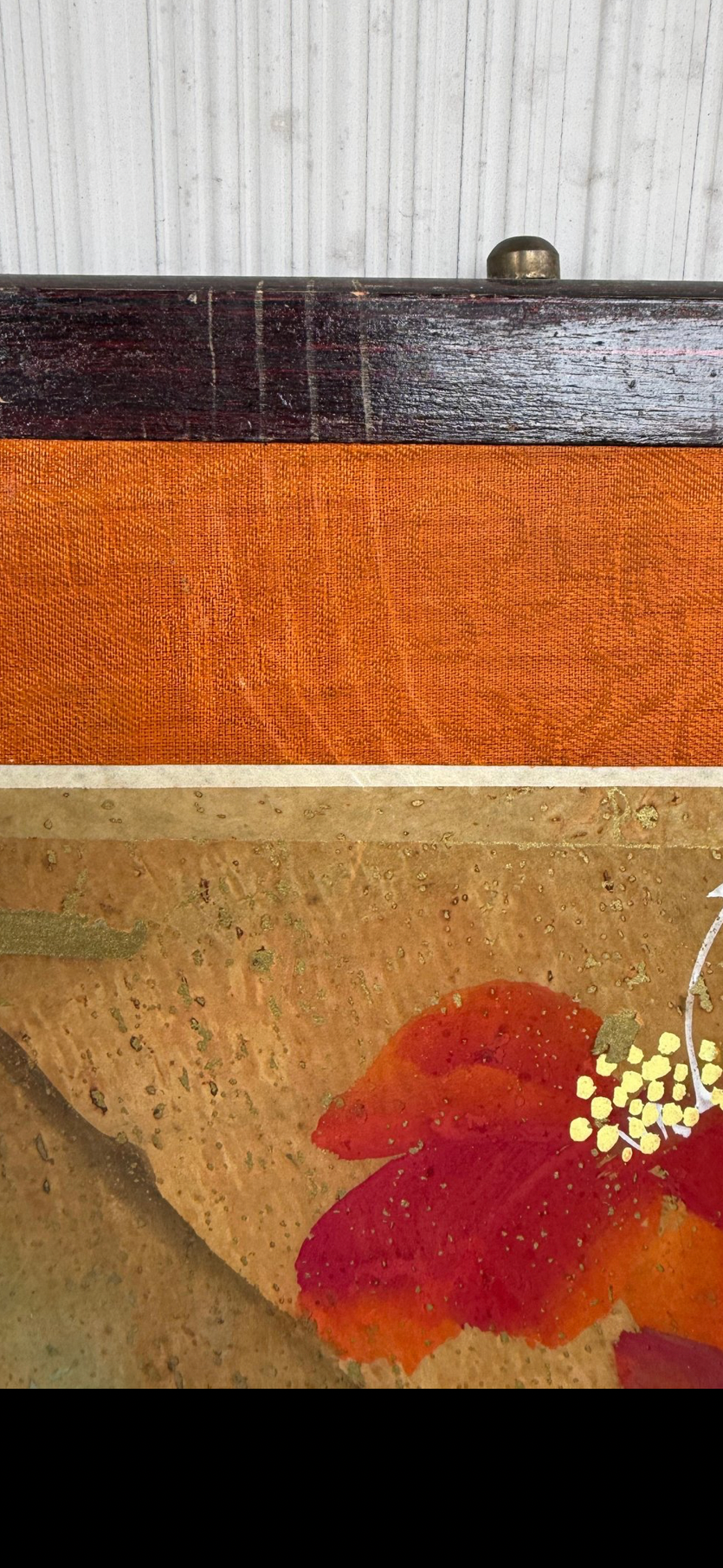 Vintage Japanese-Style Four-Panel Folding Screen with Birds and Blossoms