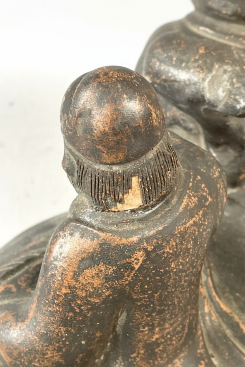 Large Chinese "Bronzed" Stoneware Double Gourd Scholar’s Vessel