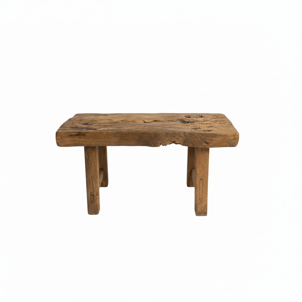Antique Chinese Provincial Elm Bench with Rustic Patina – 31”