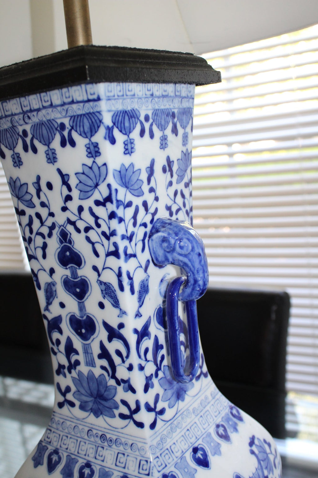 Vintage Blue & White Ceramic Vase-Form Table Lamps – A Pair