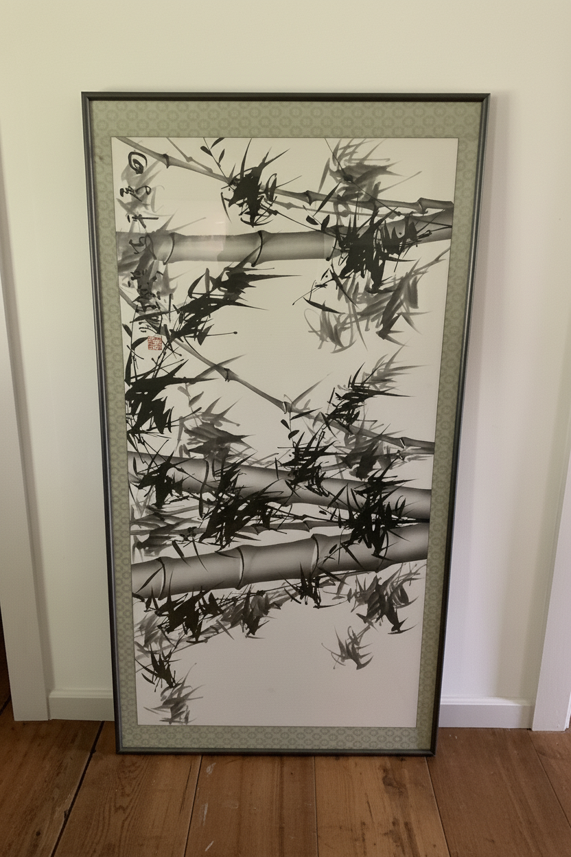 Large Framed Chinese Ink & Wash Bamboo Painting (Xieyi Style) – 60”