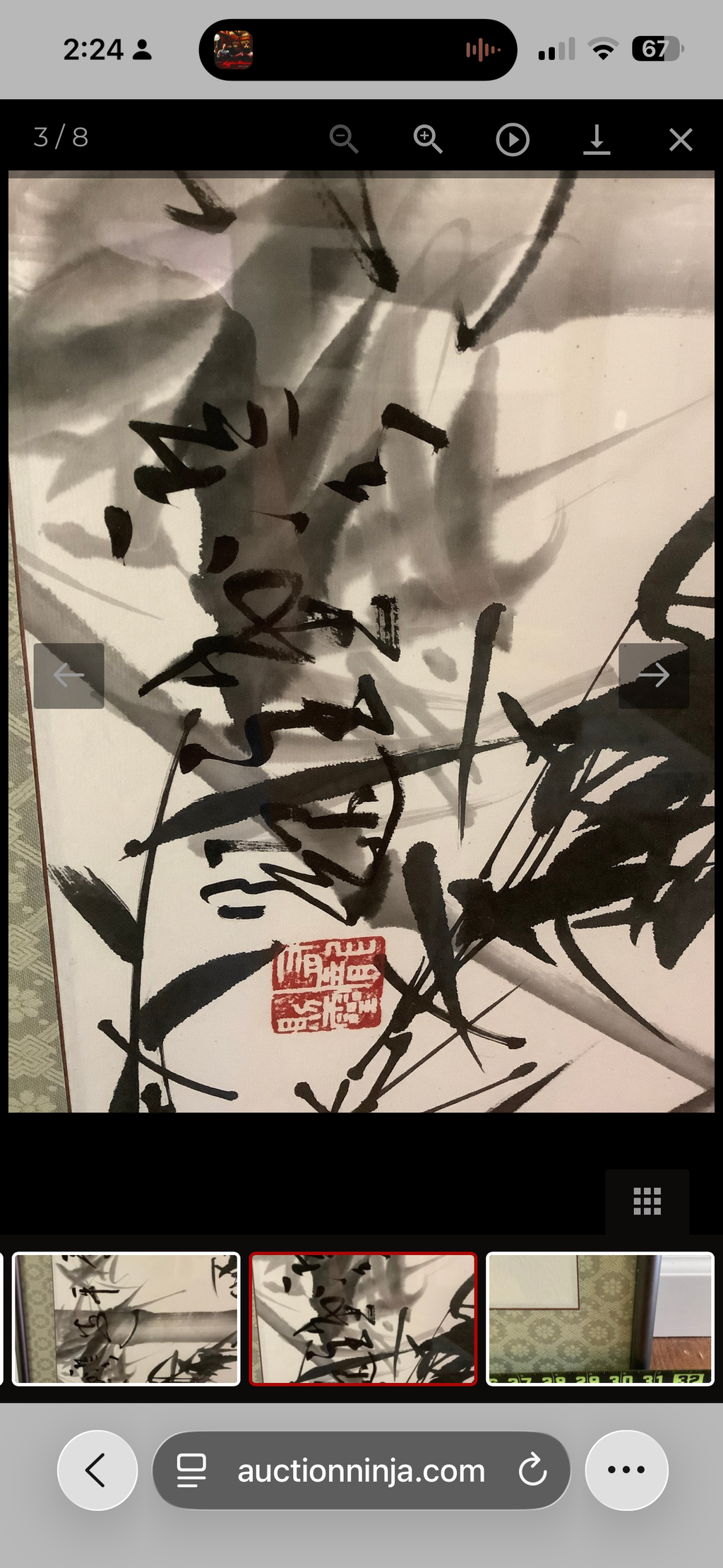 Large Framed Chinese Ink & Wash Bamboo Painting (Xieyi Style) – 60”