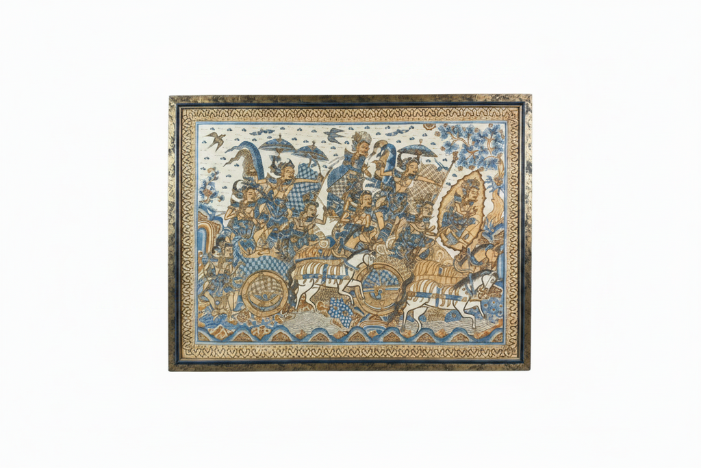 Balinese Kamasan Wayang Textile Painting – Hindu Mythology Chariot Procession