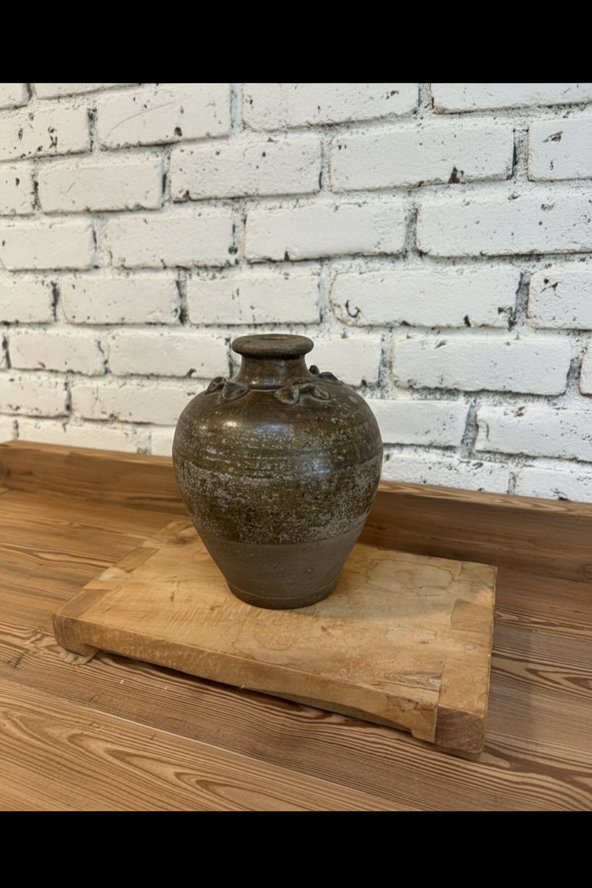 Antique Southeast Asian Brown-Glazed Stoneware Storage Jar