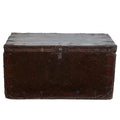 19th Century Tibetan Painted Leather-Clad Trunk with Iron Fittings