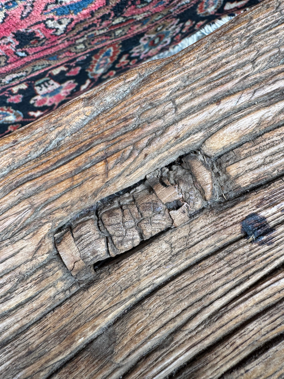 Antique Chinese Provincial Elm Bench with Rustic Patina – 31”