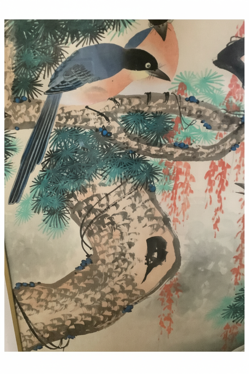 Vintage Mid-Century Framed Chinese Ink & Wash Painting – Sound of the Waterfall (濤聲圖)
