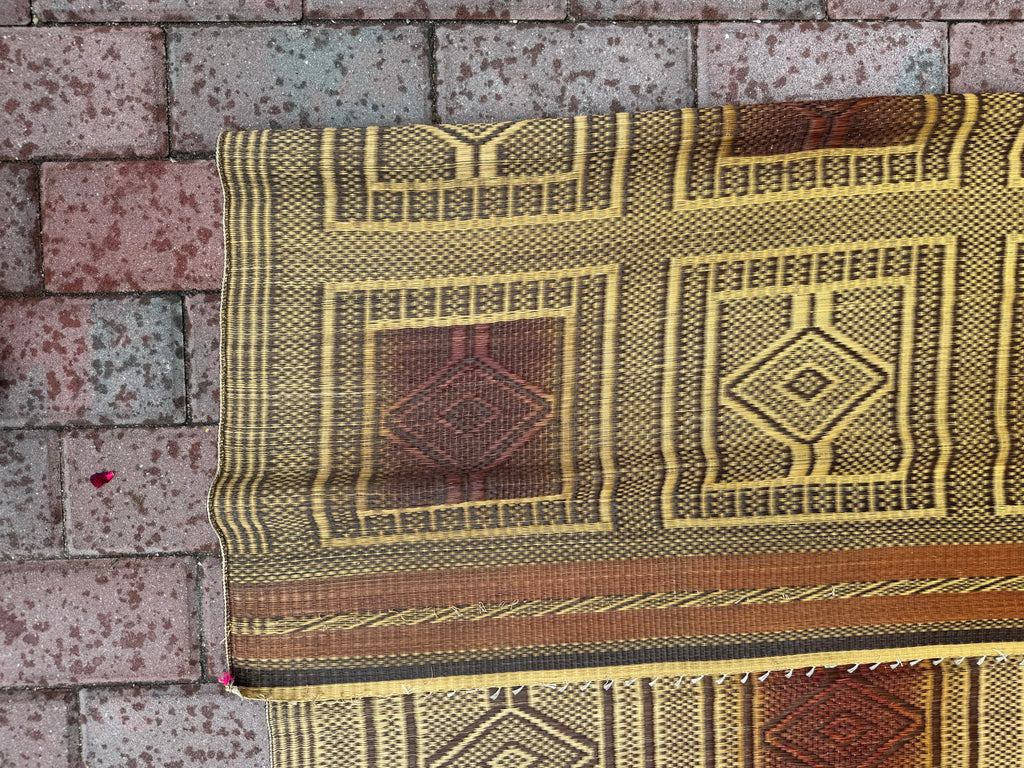 Vintage Dayak Borneo Handwoven Rattan Tribal Mat, Indonesia, 20th Century – 75”