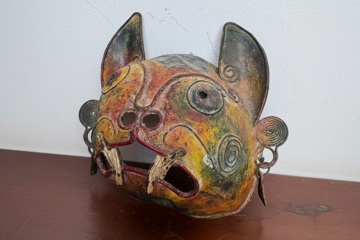Vintage Himalayan Polychrome Fierce Animal Dance Mask