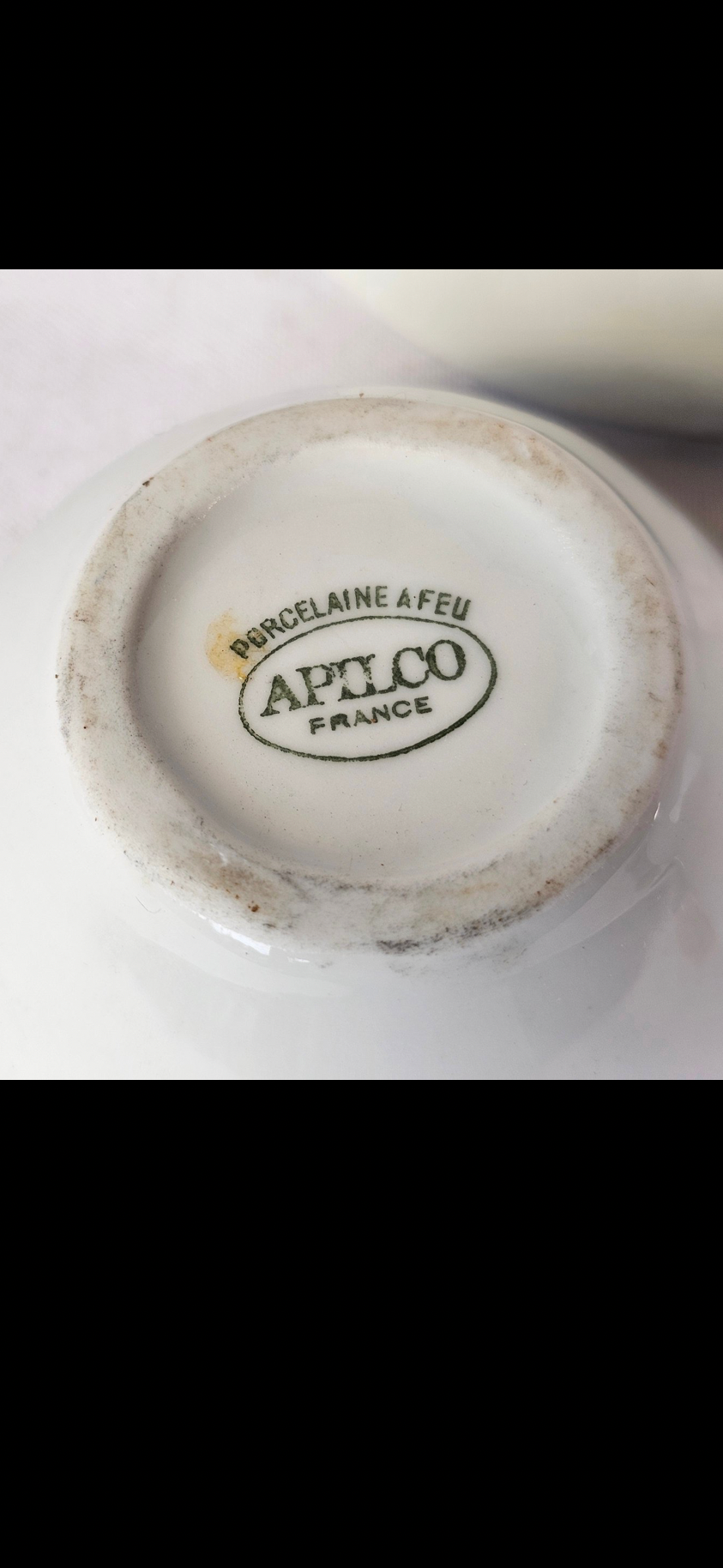 Vintage French Apilco Porcelain Mortars with Two White Porcelain Bowls