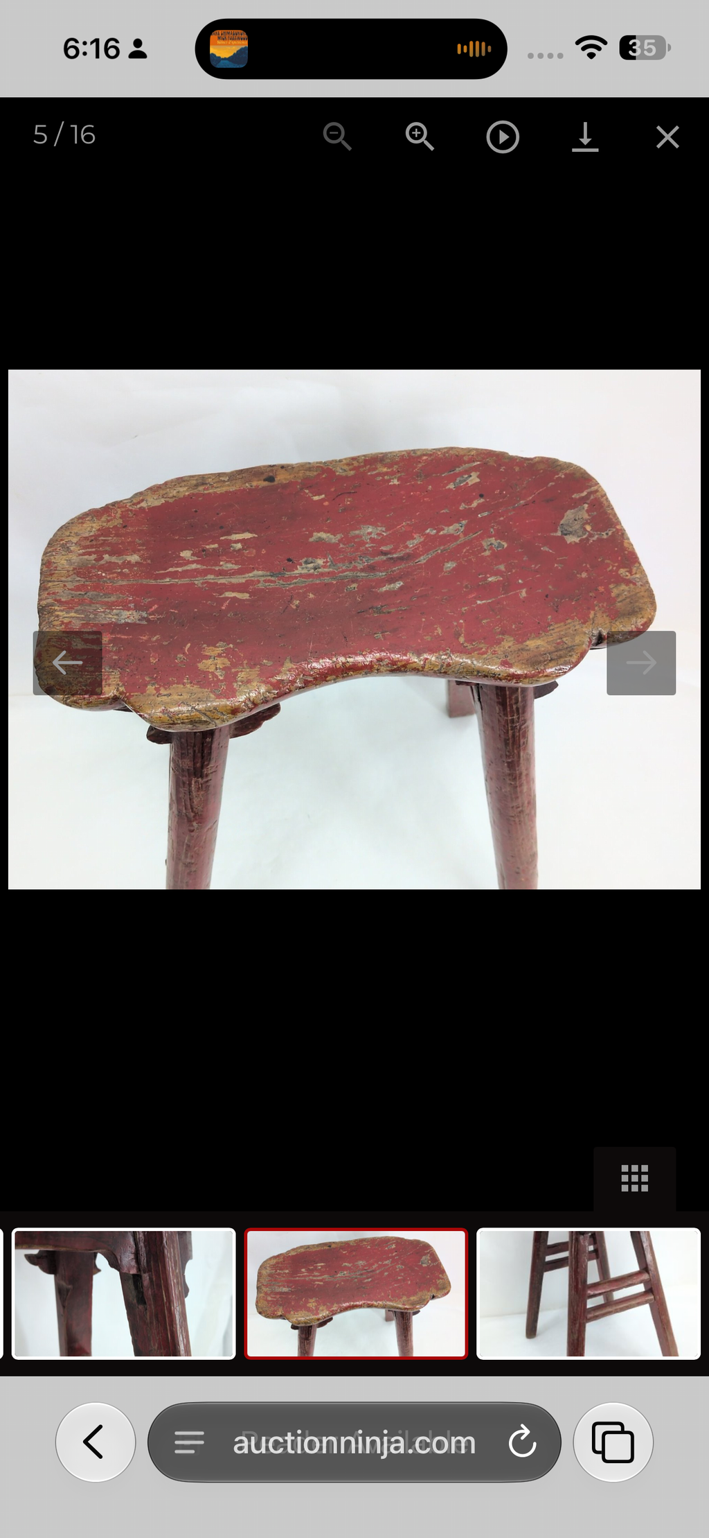Antique Chinese Red Painted Provincial Stool