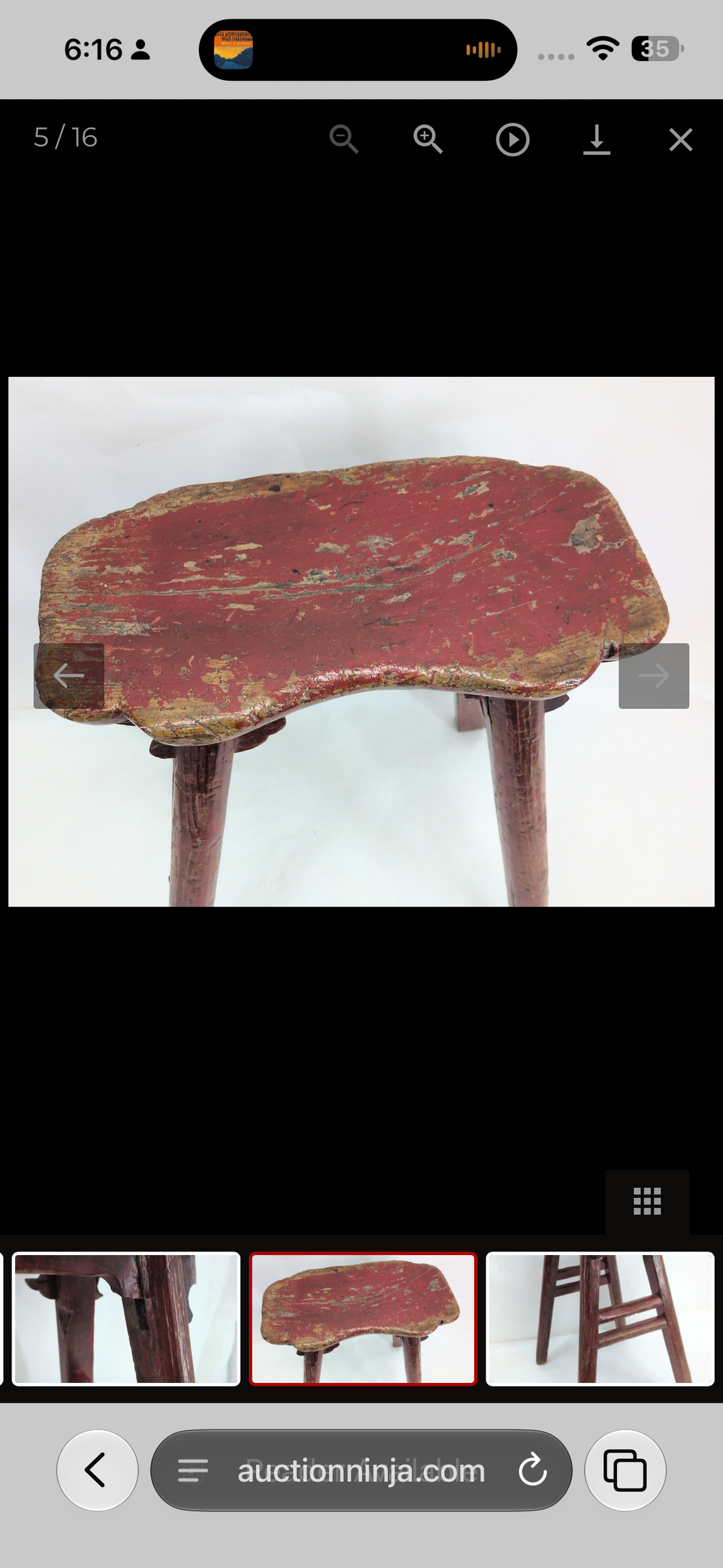Antique Chinese Red Painted Provincial Stool