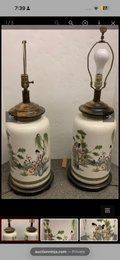 Pair of 20th-Century Chinese Crackle Glaze Porcelain Lamps with Figural Garden Scene