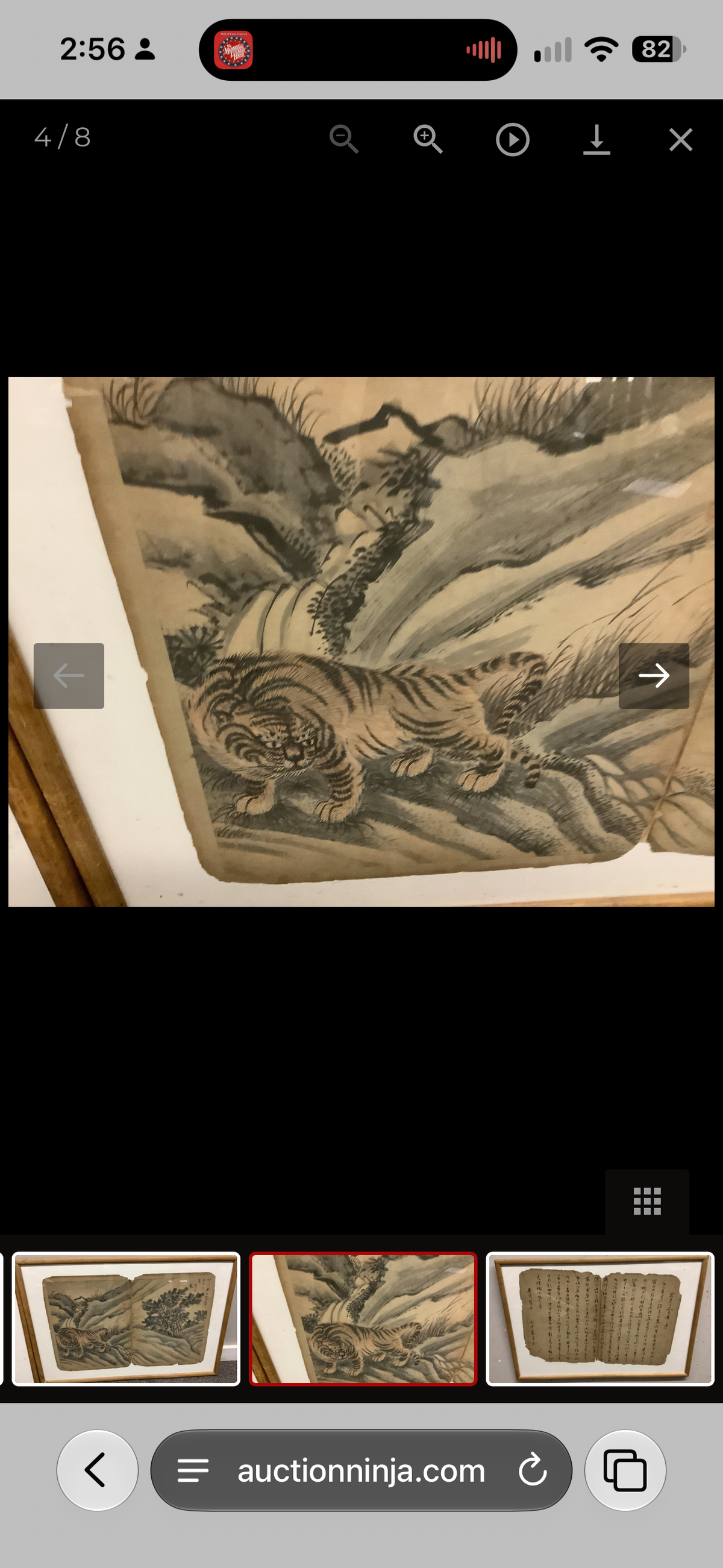 Antique Chinese Tiger Paintings & Calligraphy Album Leaves – Set of Three