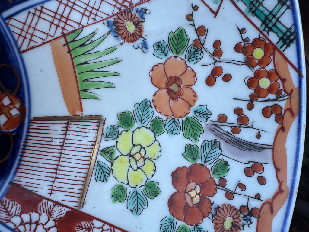 Pair of Large Japanese Imari Porcelain Chargers, 17.75”, Meiji/Taishō Period