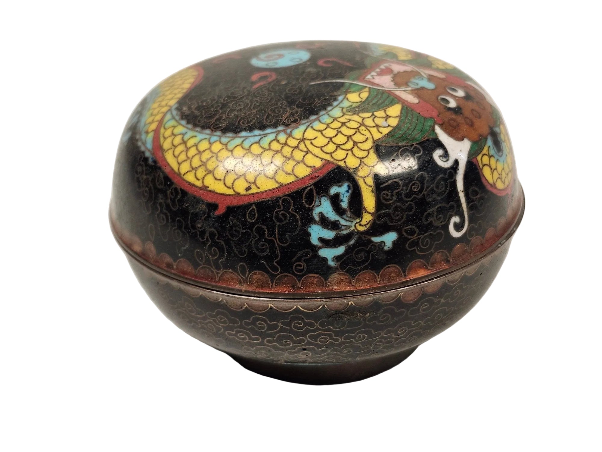 Antique Chinese Cloisonné Dragon Trinket Box – Late Qing / Republic Period