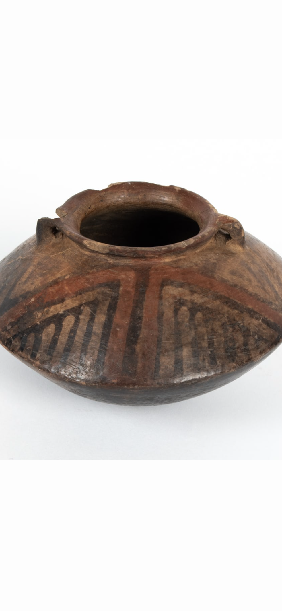 Pre-Columbian Style Polychrome Pottery Vessel with Geometric Decoration