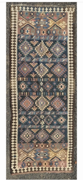 Vintage Handwoven Caucasian-Persian Tribal Kilim Runner, 10’8” × 4’1”