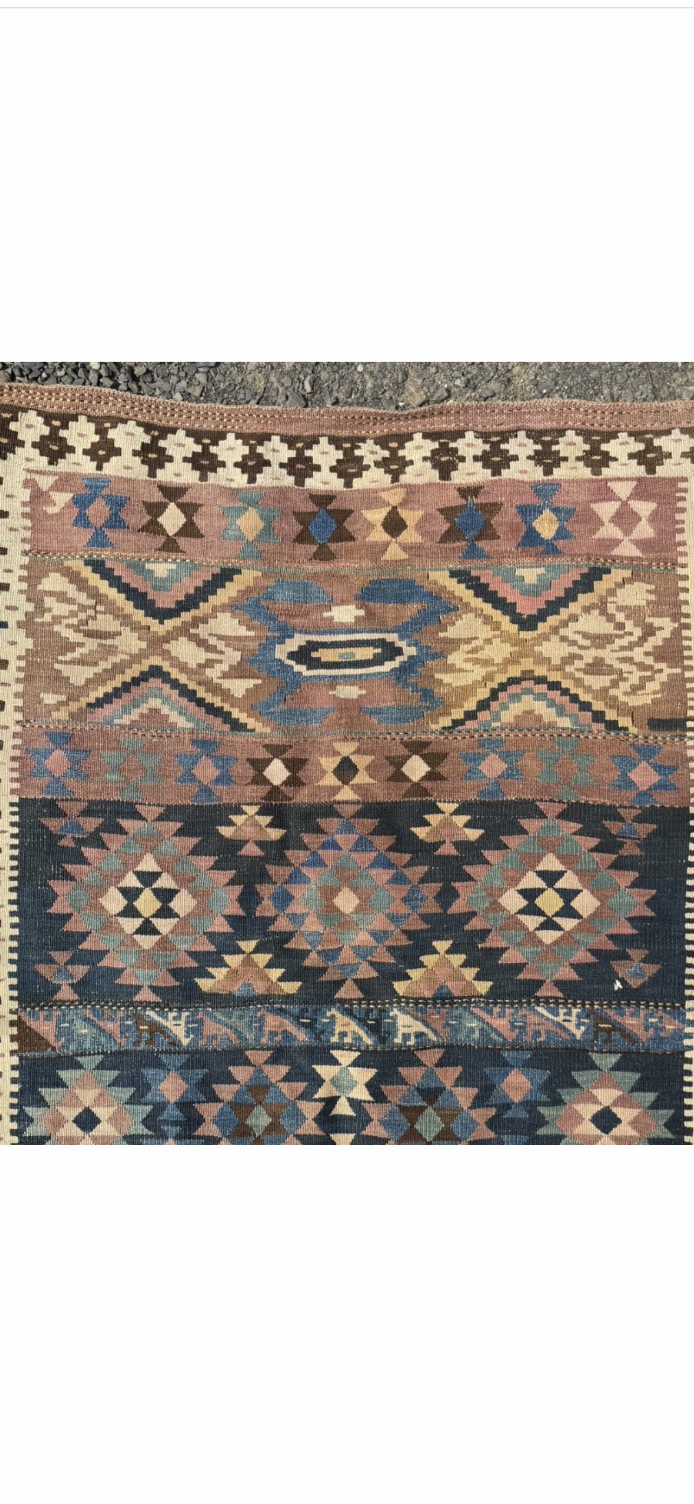 Vintage Handwoven Caucasian-Persian Tribal Kilim Runner, 10’8” × 4’1”