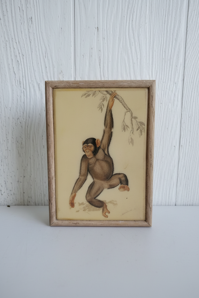 Vintage Terra Graphics Wooden Trinket Box – Chimpanzee Art Tile Lid