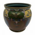 Vintage Chinese Cloisonné Enamel Cachepot | Polychrome Floral & Crane Planter, 6.5"