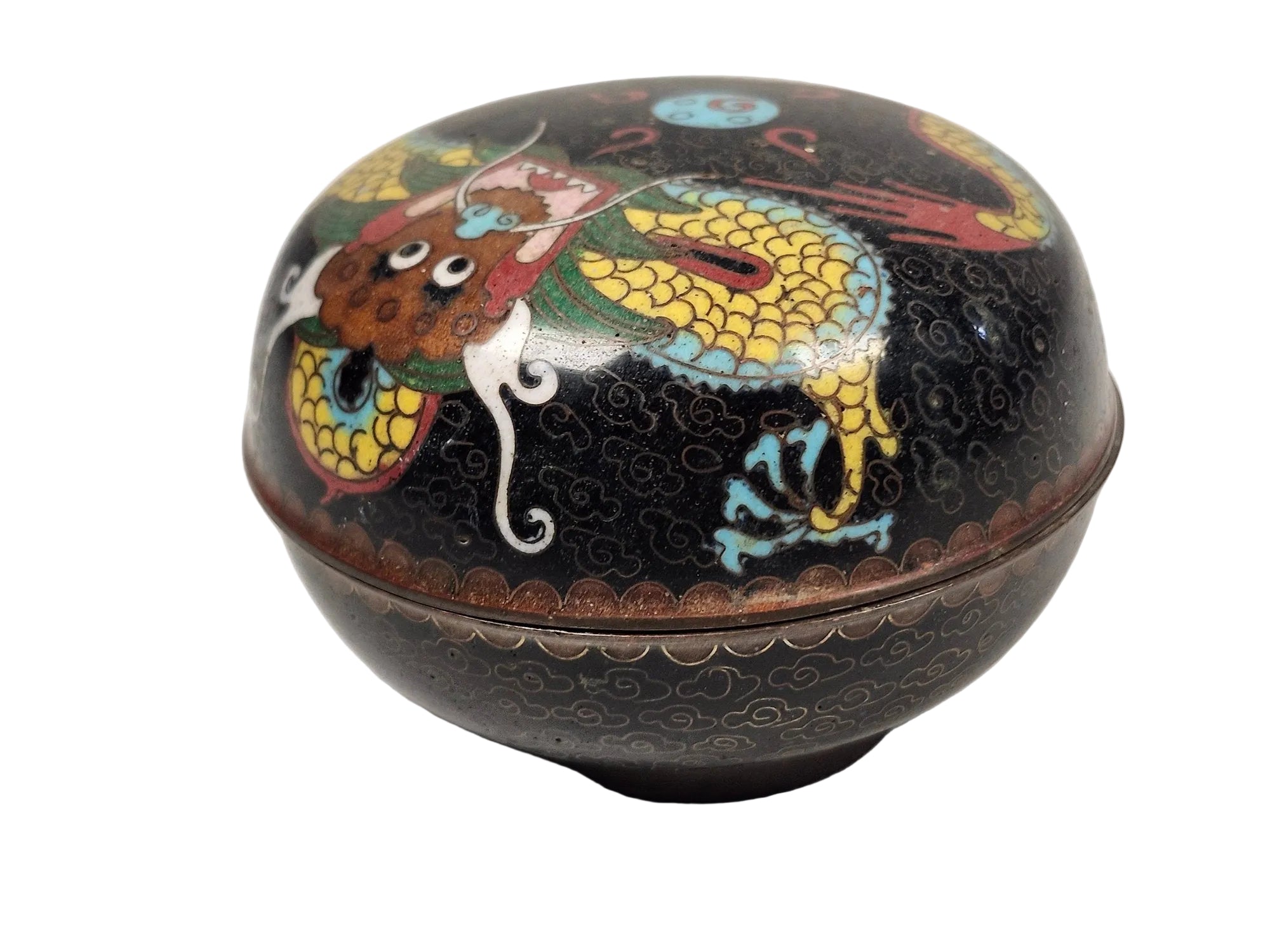 Antique Chinese Cloisonné Dragon Trinket Box – Late Qing / Republic Period