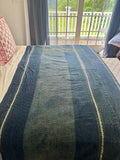 Vintage Indian Indigo Kantha Quilt – Hand-Stitched Natural Dye Cotton Throw