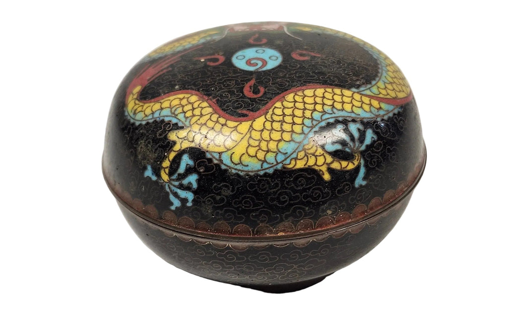 Antique Chinese Cloisonné Dragon Trinket Box – Late Qing / Republic Period