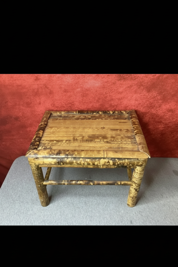 Vintage Tortoiseshell Burnt Bamboo Nesting Tables – Set of Three, c. 1960
